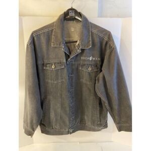 Rocawear Men's Faded Black  Denim Jean Jacket Coat Logo  XL